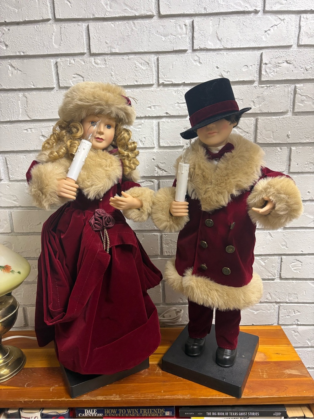 Burgundy and Cream Velvet Victorian Caroler Doll - male